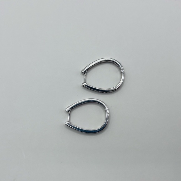 1.00 CT Channel Natural Diamond Sterling Silver Large Hoops - Picture 5 of 6